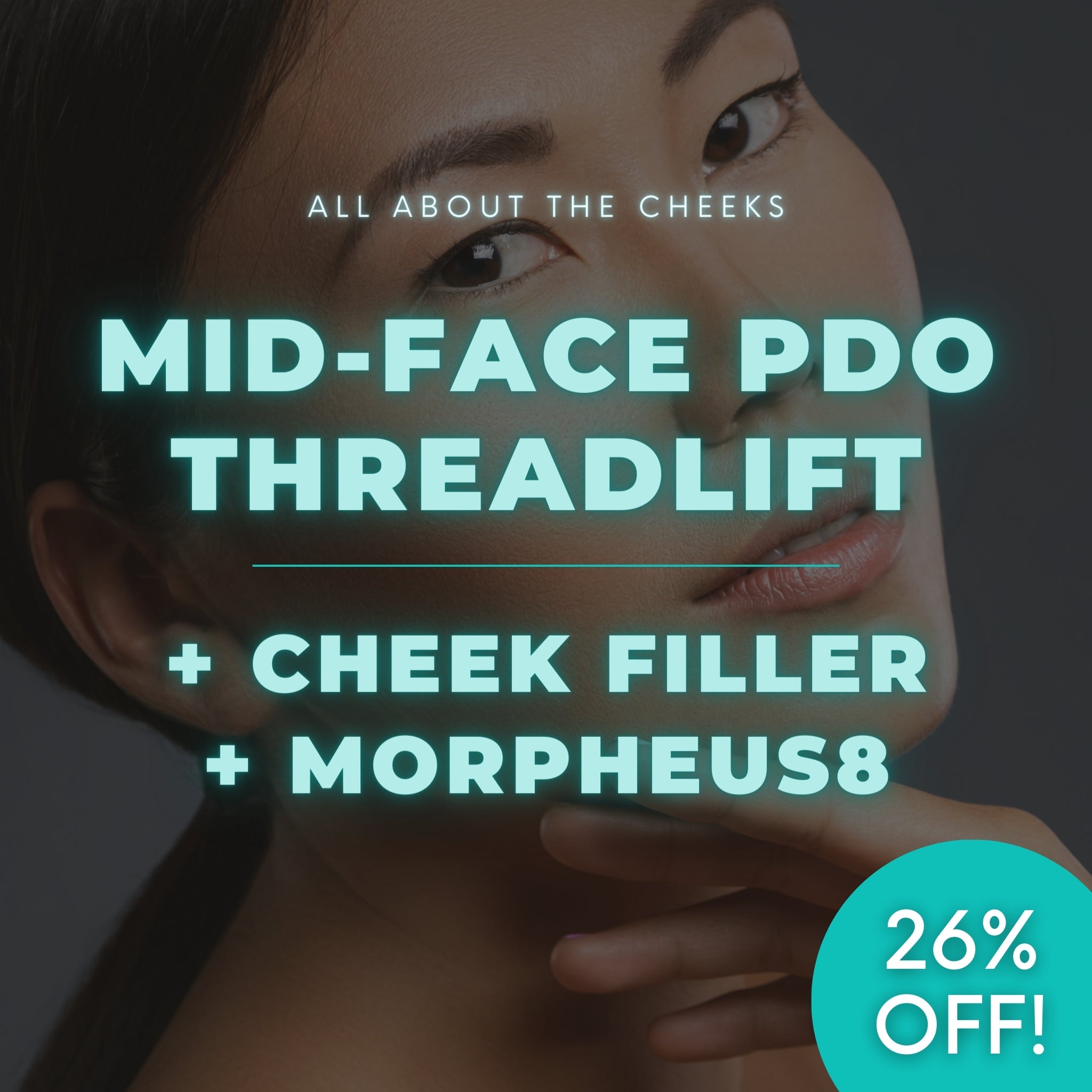 All About The Cheeks | Mid-Face PDO Threadlift, 2 Syringes Restylane + 1 Full Face Morpheus8