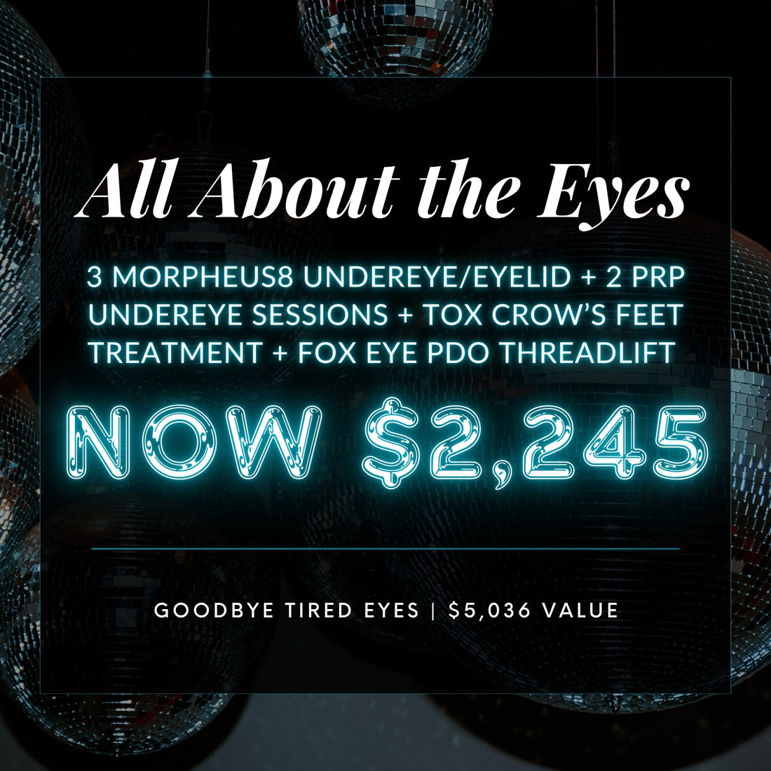 All About The Eyes | 3 Morpheus8 Undereye/Eyelid Treatments + 2 PRP Undereye Treatments + 1 Xeomin/Botox Crow’s Feet Treatment + 1 Fox Eye PDO Threadlift