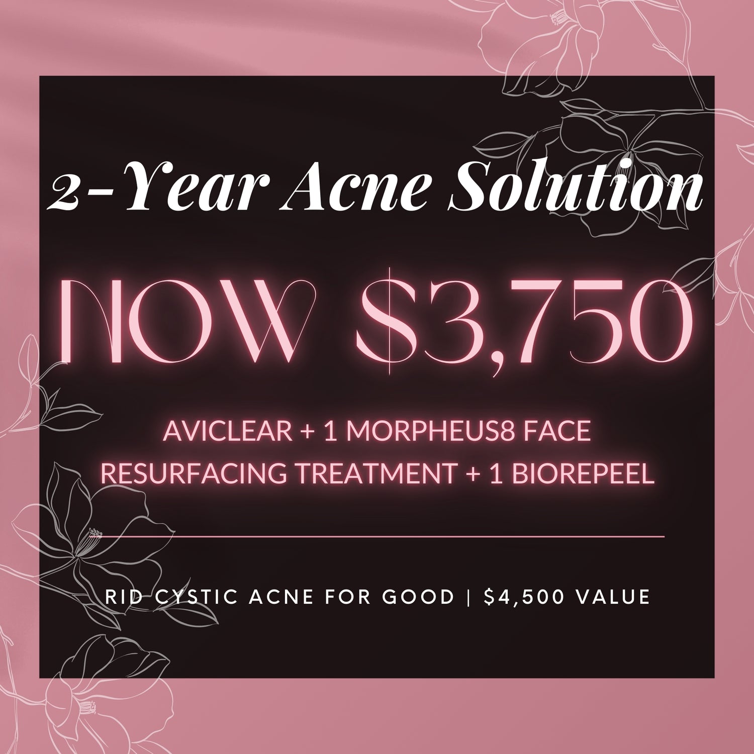Solución para el acné de 2 años | AviClear + 1 tratamiento rejuvenecedor Morpheus8 + 1 BioRePeel