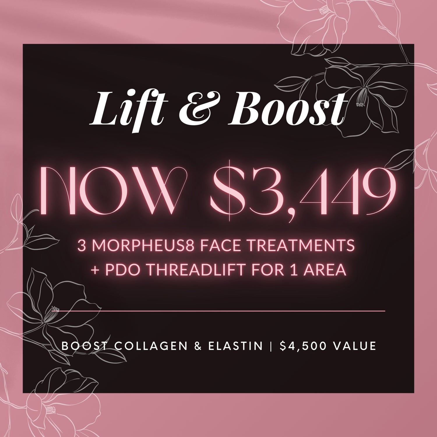 Lifting y refuerzo de colágeno | 3 tratamientos de rejuvenecimiento facial Morpheus8 + 1 lifting de área con hilos PDO