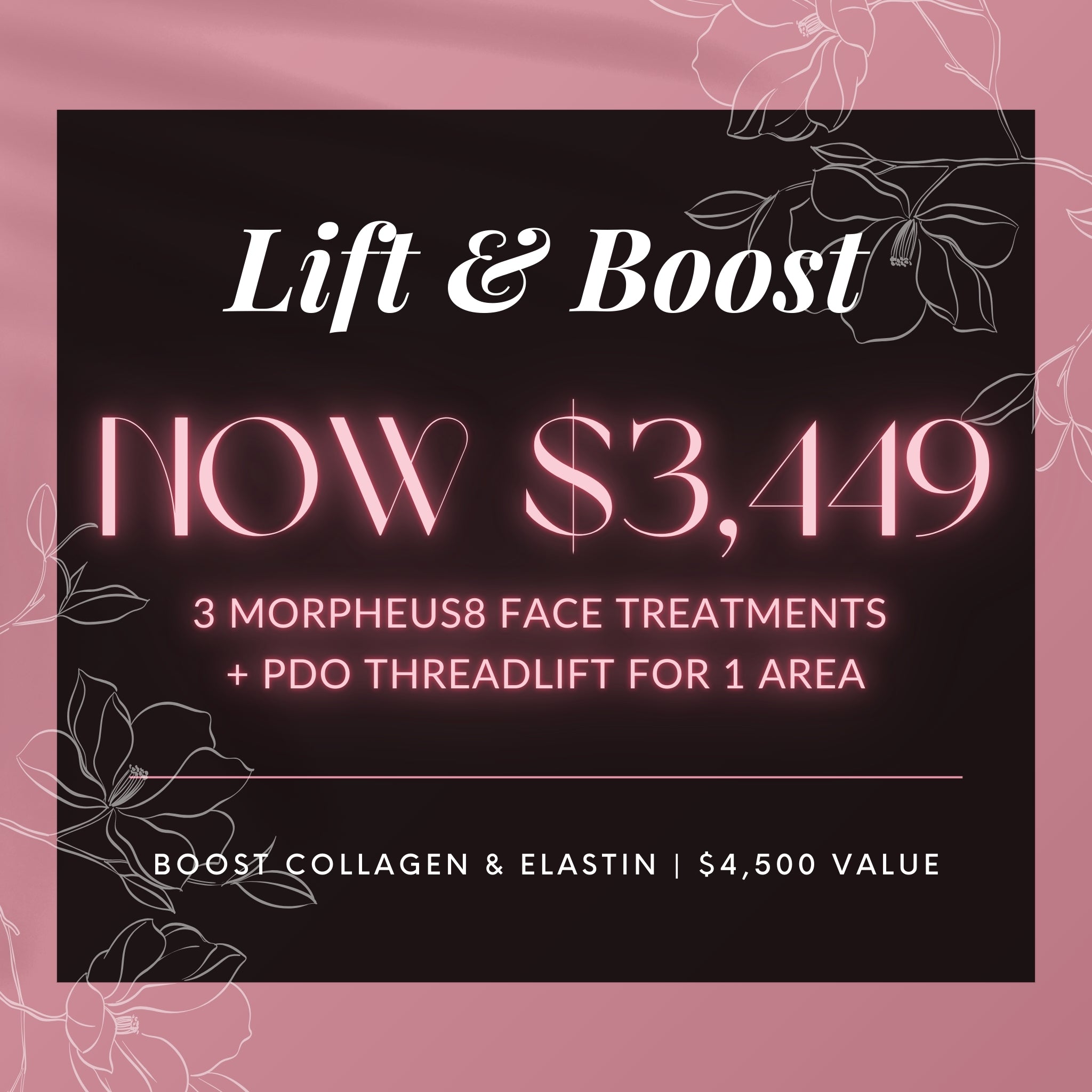 Lifting y refuerzo de colágeno | 3 tratamientos de rejuvenecimiento facial Morpheus8 + 1 lifting de área con hilos PDO